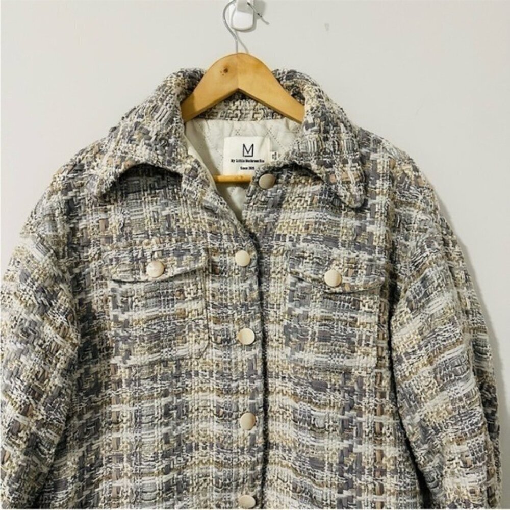 My Little Mushroom Biu Oversized Tweet Cozy Tweed Button Coat Womens Size XS - Picture 4 of 11